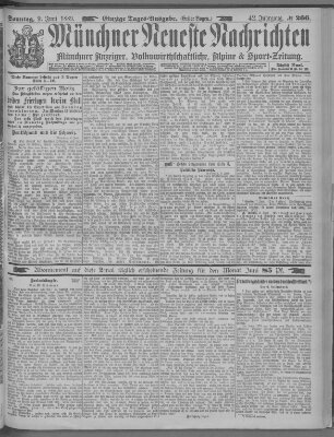 Münchner neueste Nachrichten Sonntag 9. Juni 1889