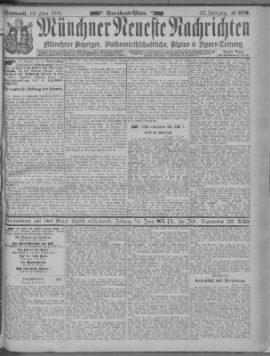 Münchner neueste Nachrichten Mittwoch 19. Juni 1889