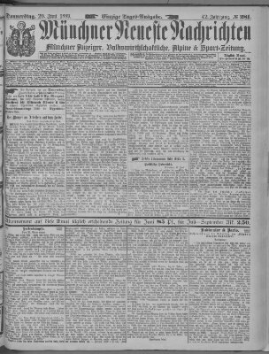 Münchner neueste Nachrichten Donnerstag 20. Juni 1889