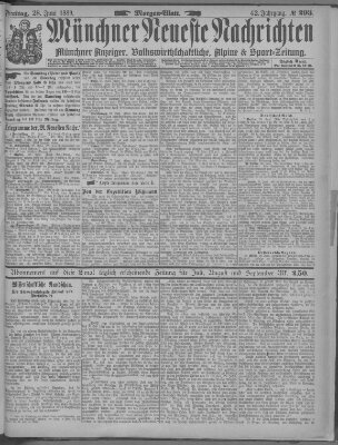 Münchner neueste Nachrichten Freitag 28. Juni 1889