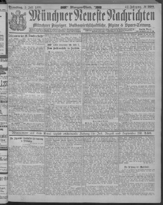 Münchner neueste Nachrichten Dienstag 2. Juli 1889