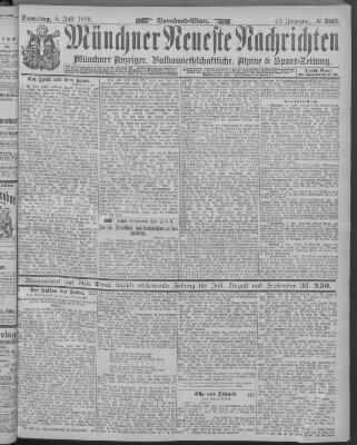 Münchner neueste Nachrichten Samstag 6. Juli 1889