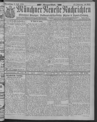 Münchner neueste Nachrichten Dienstag 9. Juli 1889