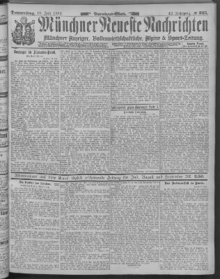 Münchner neueste Nachrichten Donnerstag 18. Juli 1889