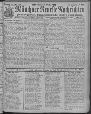 Münchner neueste Nachrichten Freitag 19. Juli 1889