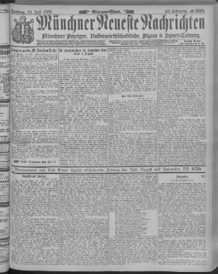 Münchner neueste Nachrichten Freitag 19. Juli 1889