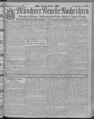 Münchner neueste Nachrichten Samstag 20. Juli 1889