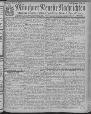 Münchner neueste Nachrichten Montag 29. Juli 1889