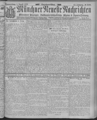 Münchner neueste Nachrichten Donnerstag 1. August 1889