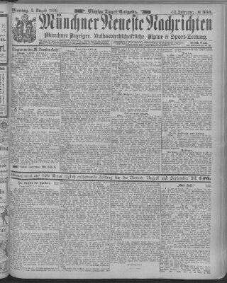 Münchner neueste Nachrichten Montag 5. August 1889