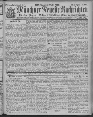 Münchner neueste Nachrichten Mittwoch 7. August 1889