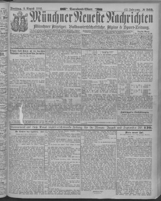 Münchner neueste Nachrichten Freitag 9. August 1889