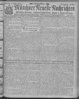 Münchner neueste Nachrichten Freitag 9. August 1889