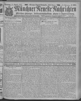 Münchner neueste Nachrichten Sonntag 11. August 1889