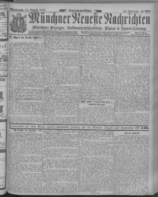 Münchner neueste Nachrichten Mittwoch 14. August 1889