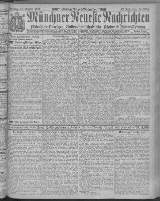 Münchner neueste Nachrichten Freitag 16. August 1889