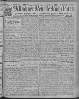 Münchner neueste Nachrichten Sonntag 18. August 1889