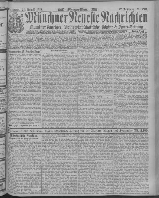 Münchner neueste Nachrichten Mittwoch 21. August 1889