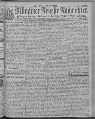 Münchner neueste Nachrichten Freitag 23. August 1889