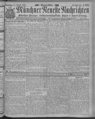 Münchner neueste Nachrichten Samstag 24. August 1889