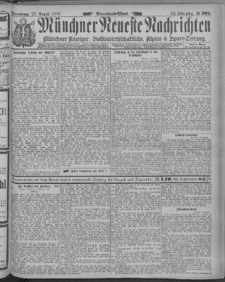 Münchner neueste Nachrichten Dienstag 27. August 1889