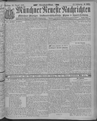 Münchner neueste Nachrichten Freitag 30. August 1889