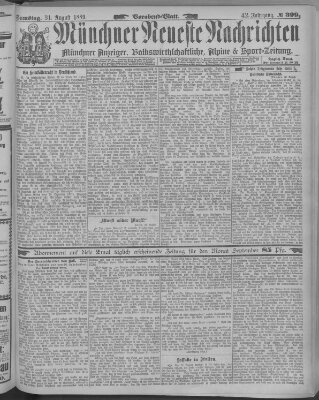 Münchner neueste Nachrichten Samstag 31. August 1889