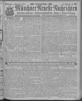 Münchner neueste Nachrichten Mittwoch 4. September 1889