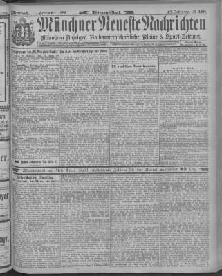 Münchner neueste Nachrichten Mittwoch 11. September 1889