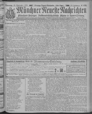 Münchner neueste Nachrichten Sonntag 15. September 1889