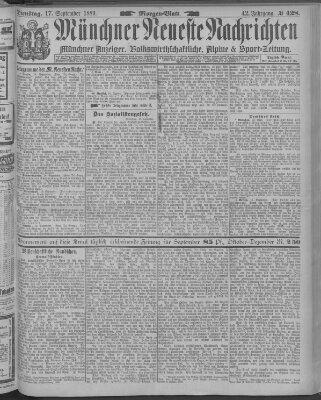 Münchner neueste Nachrichten Dienstag 17. September 1889