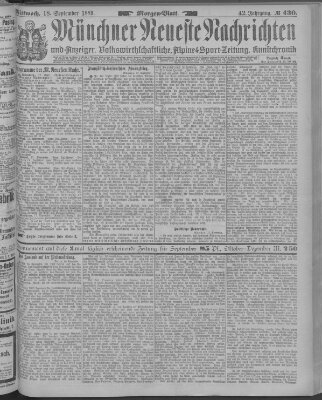 Münchner neueste Nachrichten Mittwoch 18. September 1889