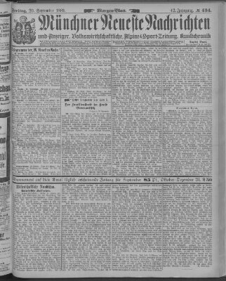 Münchner neueste Nachrichten Freitag 20. September 1889