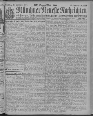 Münchner neueste Nachrichten Samstag 21. September 1889