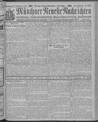 Münchner neueste Nachrichten Sonntag 22. September 1889