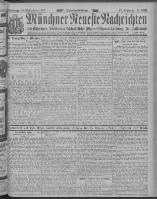 Münchner neueste Nachrichten Dienstag 24. September 1889