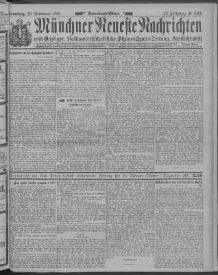 Münchner neueste Nachrichten Samstag 28. September 1889