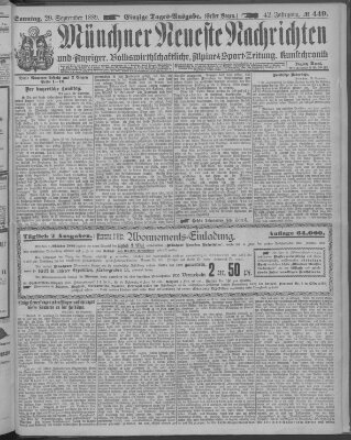 Münchner neueste Nachrichten Sonntag 29. September 1889