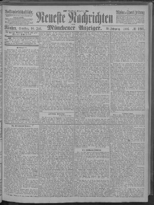 Neueste Nachrichten und Münchener Anzeiger (Münchner neueste Nachrichten) Samstag 10. Juli 1886