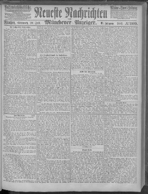 Neueste Nachrichten und Münchener Anzeiger (Münchner neueste Nachrichten) Mittwoch 28. Juli 1886