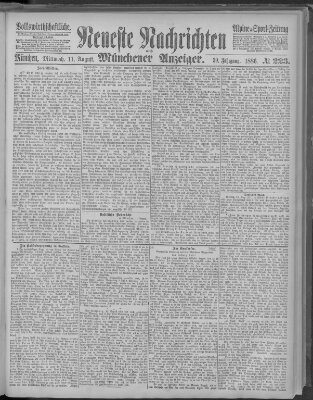 Neueste Nachrichten und Münchener Anzeiger (Münchner neueste Nachrichten) Mittwoch 11. August 1886