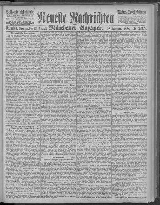 Neueste Nachrichten und Münchener Anzeiger (Münchner neueste Nachrichten) Freitag 13. August 1886