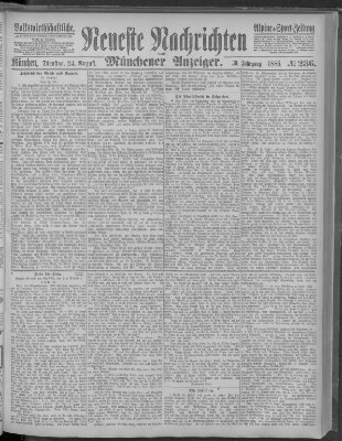 Neueste Nachrichten und Münchener Anzeiger (Münchner neueste Nachrichten) Dienstag 24. August 1886