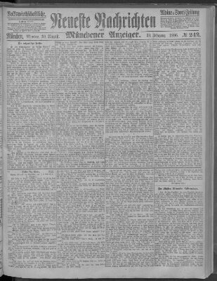 Neueste Nachrichten und Münchener Anzeiger (Münchner neueste Nachrichten) Montag 30. August 1886