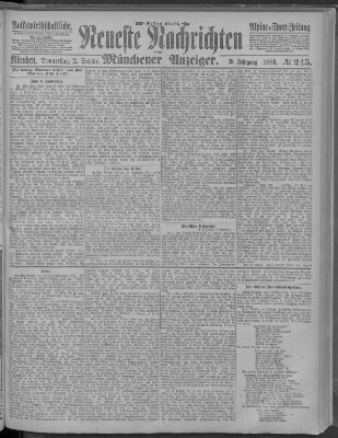 Neueste Nachrichten und Münchener Anzeiger (Münchner neueste Nachrichten) Donnerstag 2. September 1886