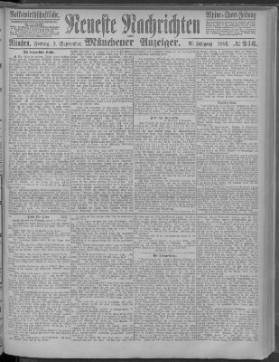 Neueste Nachrichten und Münchener Anzeiger (Münchner neueste Nachrichten) Freitag 3. September 1886