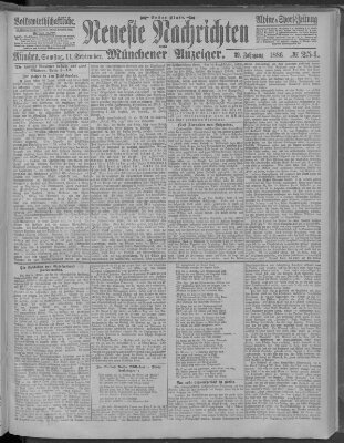 Neueste Nachrichten und Münchener Anzeiger (Münchner neueste Nachrichten) Samstag 11. September 1886