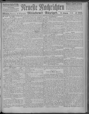 Neueste Nachrichten und Münchener Anzeiger (Münchner neueste Nachrichten) Sonntag 19. September 1886