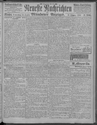 Neueste Nachrichten und Münchener Anzeiger (Münchner neueste Nachrichten) Donnerstag 23. September 1886