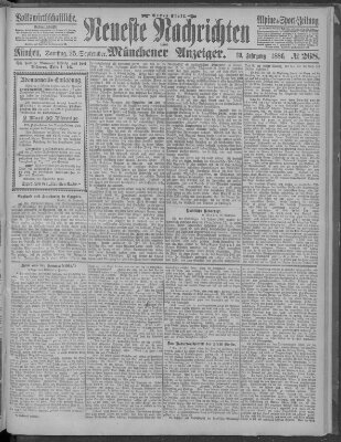 Neueste Nachrichten und Münchener Anzeiger (Münchner neueste Nachrichten) Samstag 25. September 1886